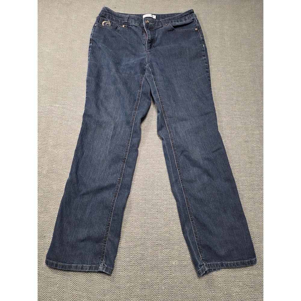 christopher & banks Womens Jeans Dark Wash Embellished Pockets‎ Bootcut Size 6